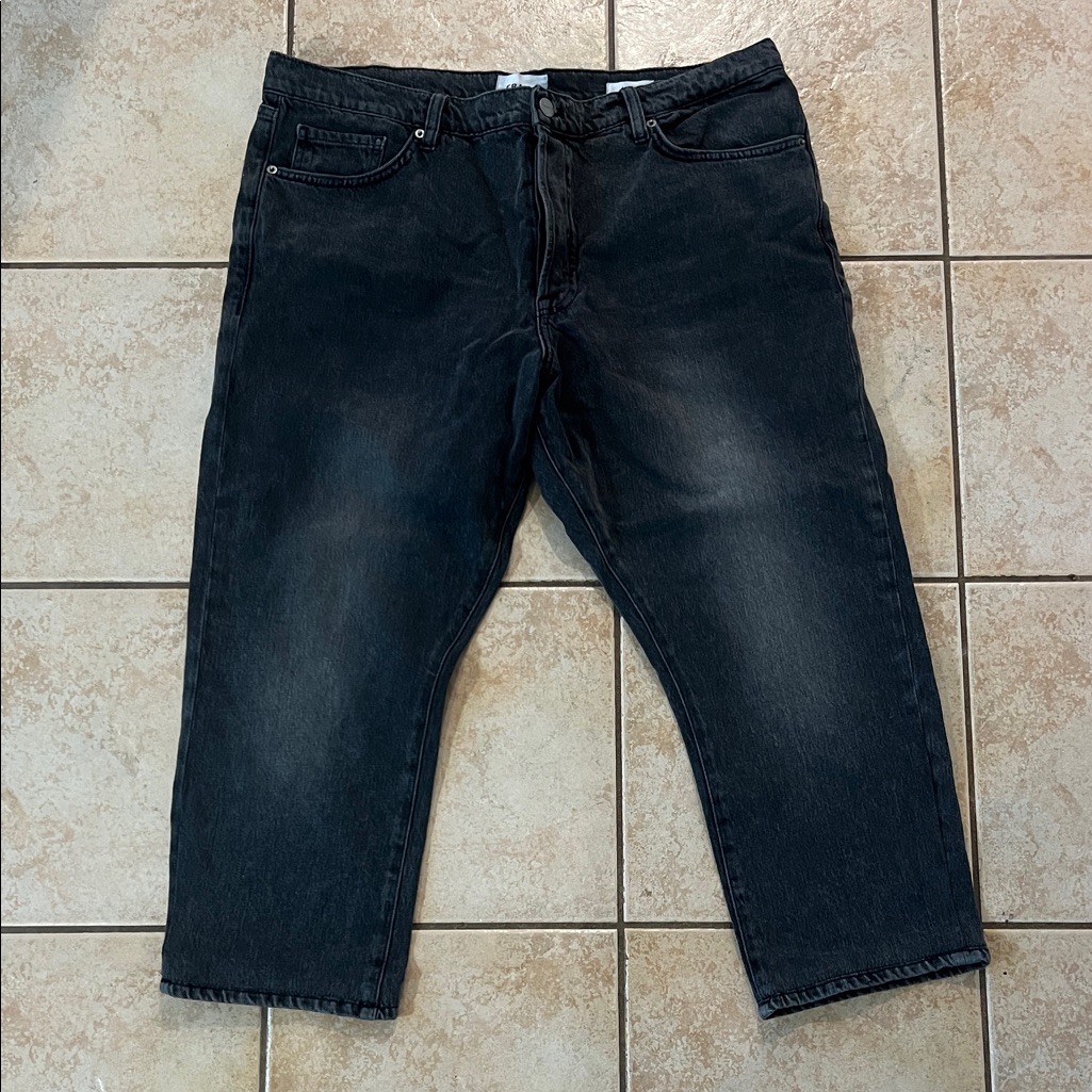 Frame Le Slouch Black Denim Jeans (Hemmed), Sz 33